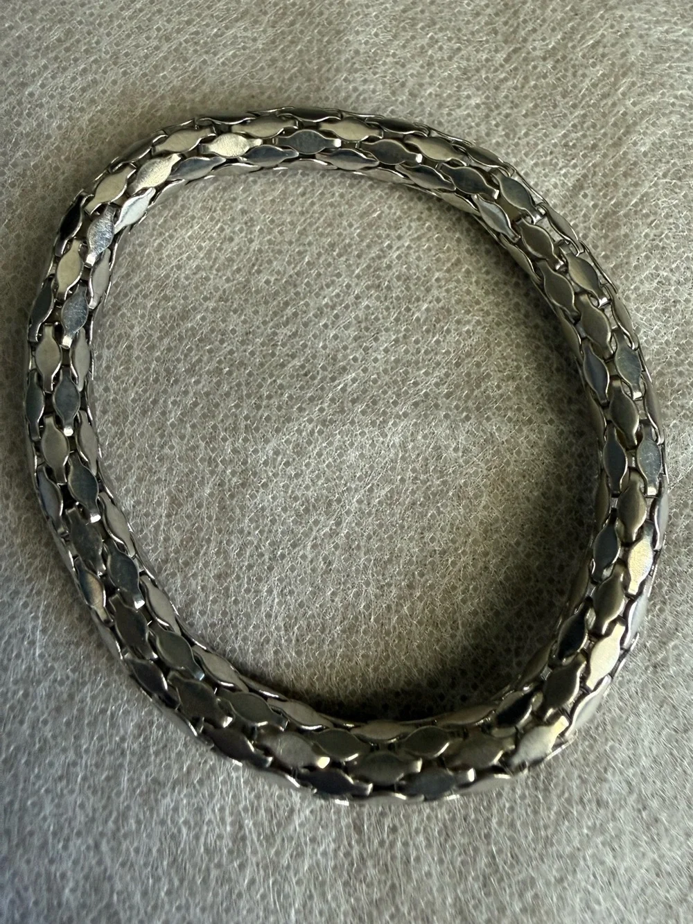 Polished Silver-Tone Woven Link Bracelet